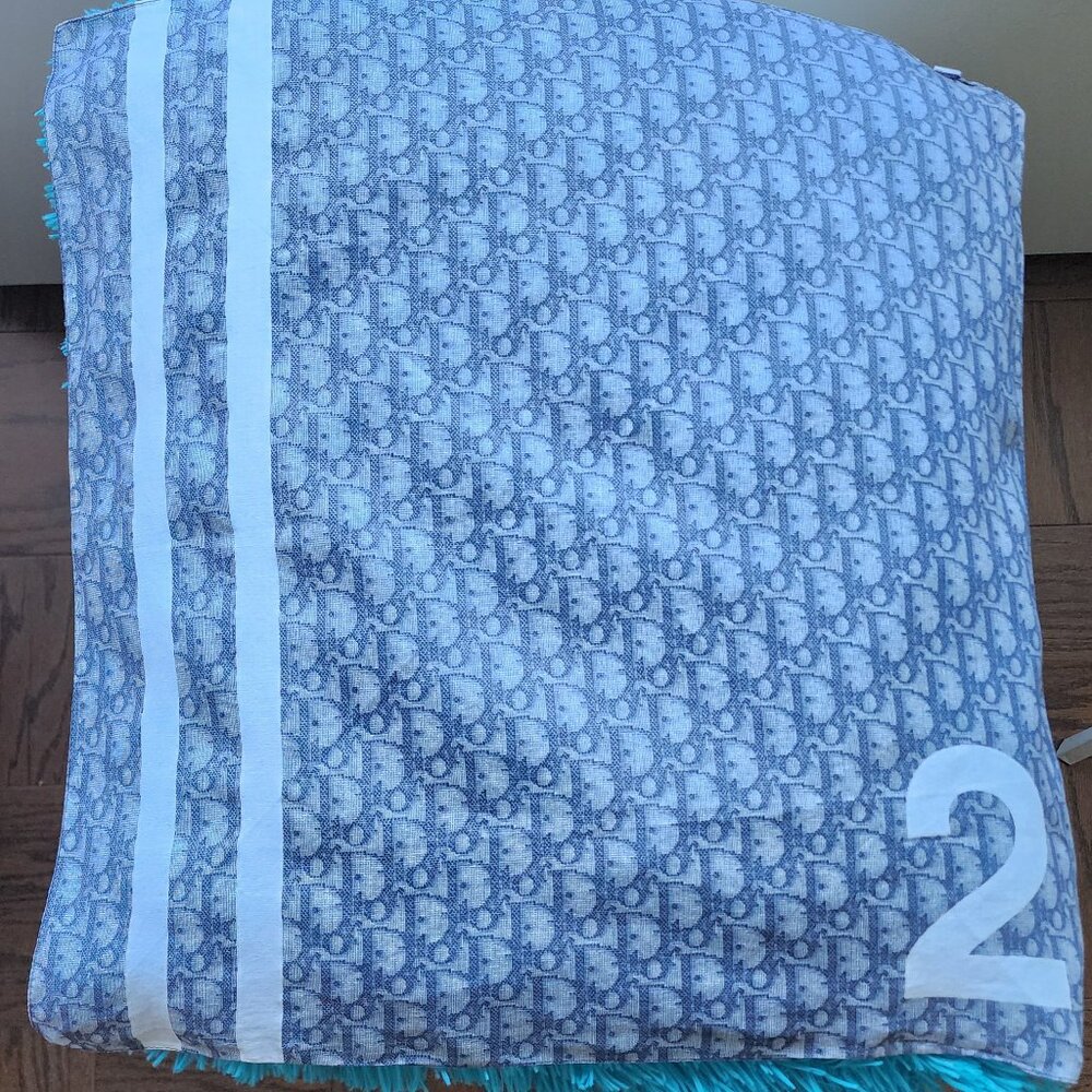 JOHN GALLIANO FOR DIOR - AUTHENTIC BLUE MONOGRAM BANDANA SCARF